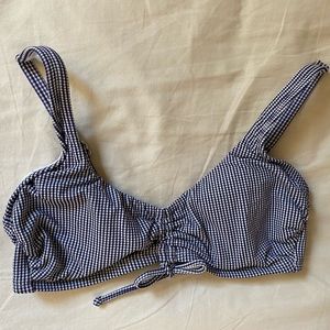 NEVER WORN | cute blue and white plaid bikini top!